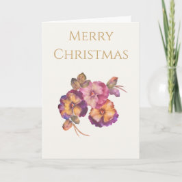 Elegant Pansy Christmas Card — Floral Holiday Gree Karte