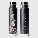 Elegant Paris Eiffel Tower Floral Black Trinkflasche<br><div class="desc">Eine einfache und niedliche personalisierte Edelstahlflasche. Fügen Sie Ihren Namen hinzu und machen Sie es zu Ihrem. Sie können den Stil, die Flaschengröße, den Schriftart und die Farbe dieser Flasche wählen. Besuchen Sie meinen Shop für weitere Designs. Eine tolle Idee, diese niedliche Flasche als Geschenk an Ihre Familie und Freunde...</div>