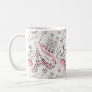 Elegant Paris France Fashion Sketch Kaffeetasse