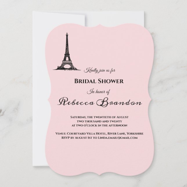 Elegant Paris Theme Bridal Dusche Einladung (Vorderseite)