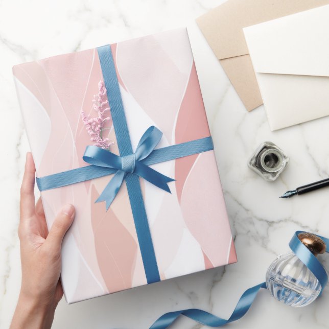 Elegant Pastel Blush Rose Wave Abstract Pattern Geschenkpapier (Schenken)