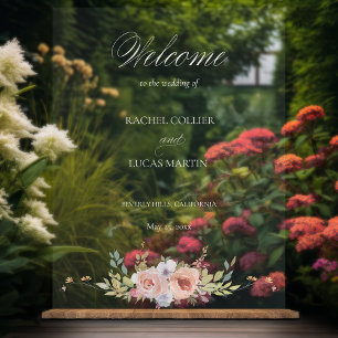 Elegant Pastel Boho Floral Calligraphy Acrylschild