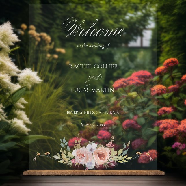 Elegant Pastel Boho Floral Calligraphy Acrylschild (Von Creator hochgeladen)