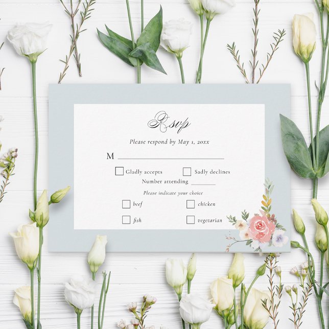 Elegant Pastel Boho Floral Calligraphy RSVP Karte (Von Creator hochgeladen)
