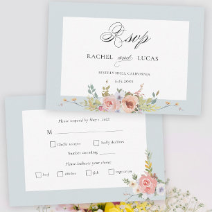 Elegant Pastel Boho Floral Calligraphy RSVP Karte