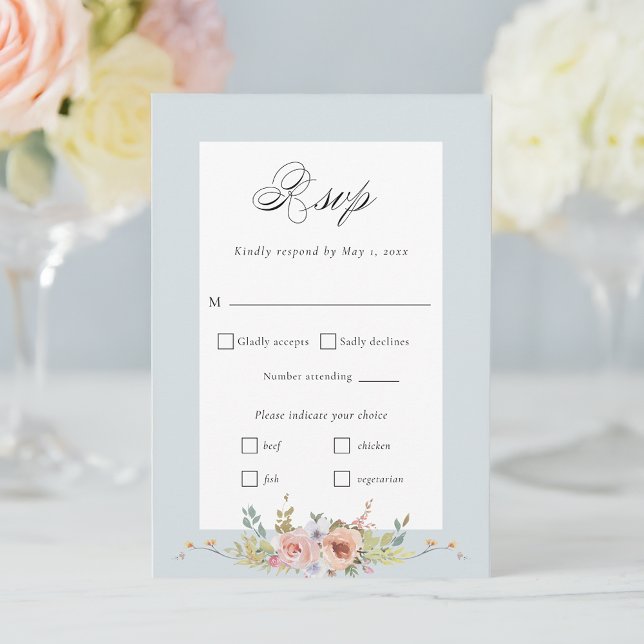Elegant Pastel Boho Floral Calligraphy RSVP Karte (Von Creator hochgeladen)
