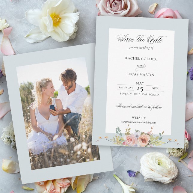 Elegant Pastel Boho Floral Calligraphy Save The Date (Von Creator hochgeladen)