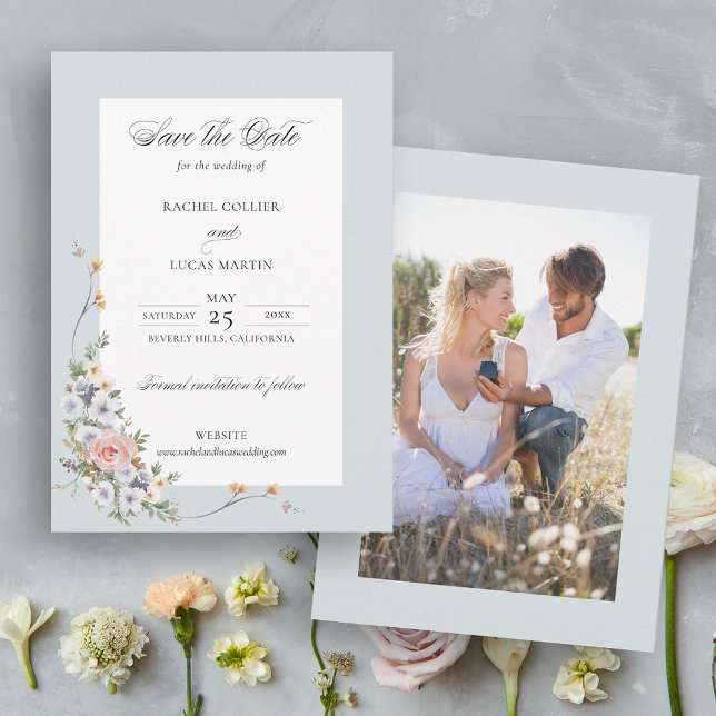 Elegant Pastel Boho Floral Calligraphy Save The Date (Von Creator hochgeladen)