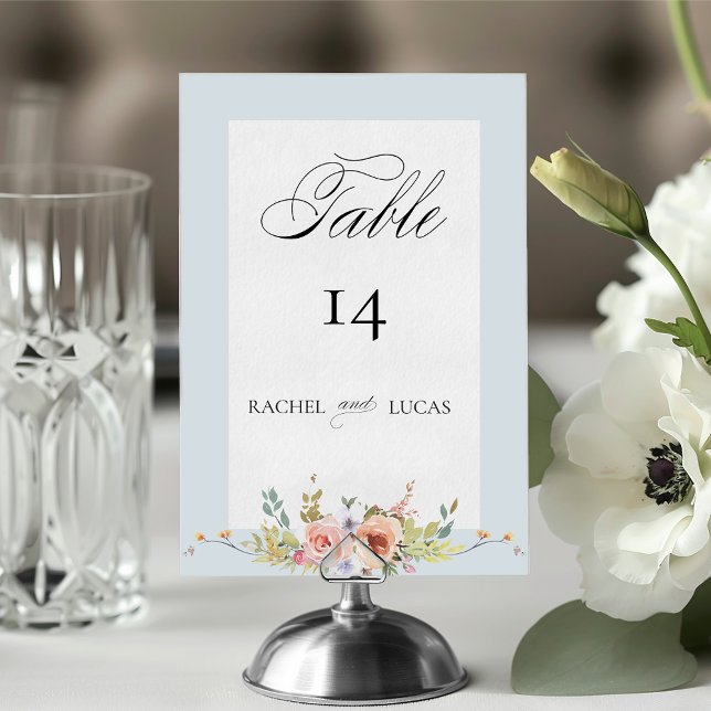 Elegant Pastel Boho Floral Calligraphy Tischnummer (Von Creator hochgeladen)