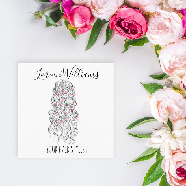 Elegant Pastel Bride Wavy Hair Styling Floral Terminkarte (Von Creator hochgeladen)