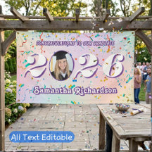 Elegant Pastel Class of 2025 Confetti Name Foto