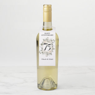 Elegant Pastel Floral 75. Jubiläum Flaschenanhänger
