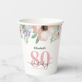 Elegant Pastel Floral 80th Birthday Party Pappbecher