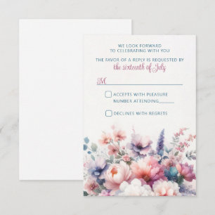 Elegant Pastel Floral Bouquet Wedding RSVP Karte