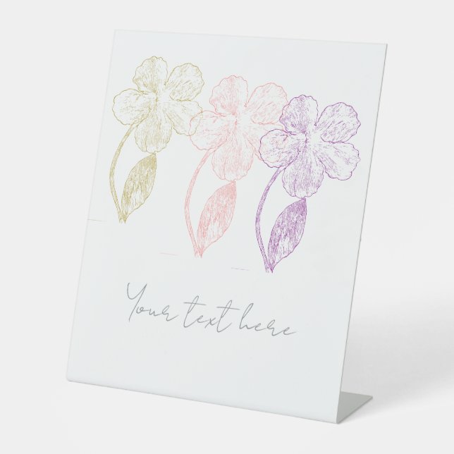 Elegant Pastel Floral Trio Pedestal Sign Sockelschild (Vorderseite)