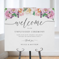 Elegant Pastel Floral Unplugged Zeremony Sign