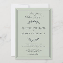 Elegant Pastel Green Wedding Einladung