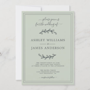 Elegant Pastel Green Wedding Einladung
