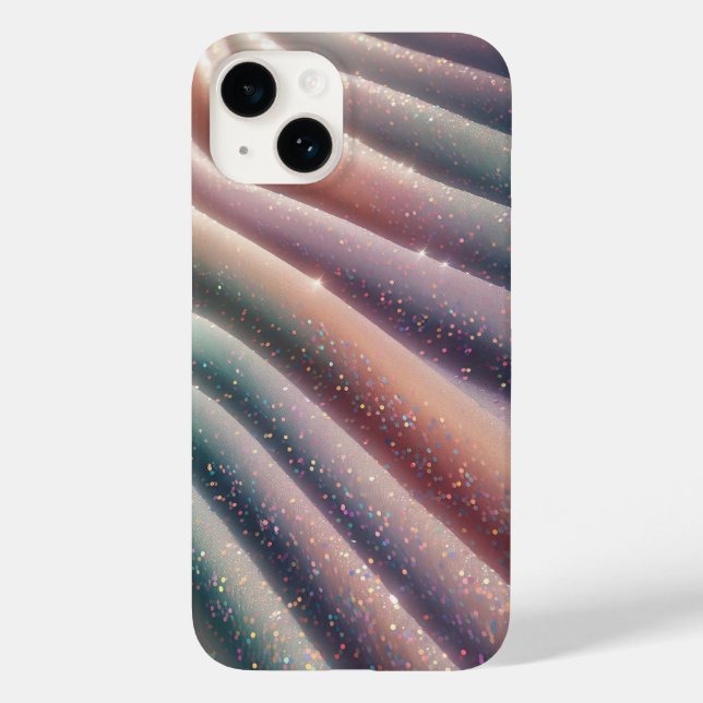 Elegant Pastel Iridescent Glitter Silk Waves Shimm Case-Mate iPhone Hülle (Rückseite)