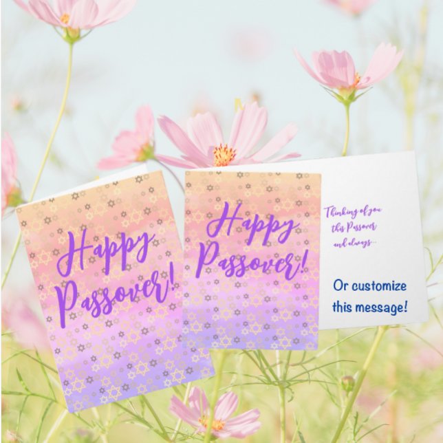 Elegant Pastel Jewish Passover Star von David Karte (Peachy lavender Happy Passover cards are ready for you to customize with your personal message!)