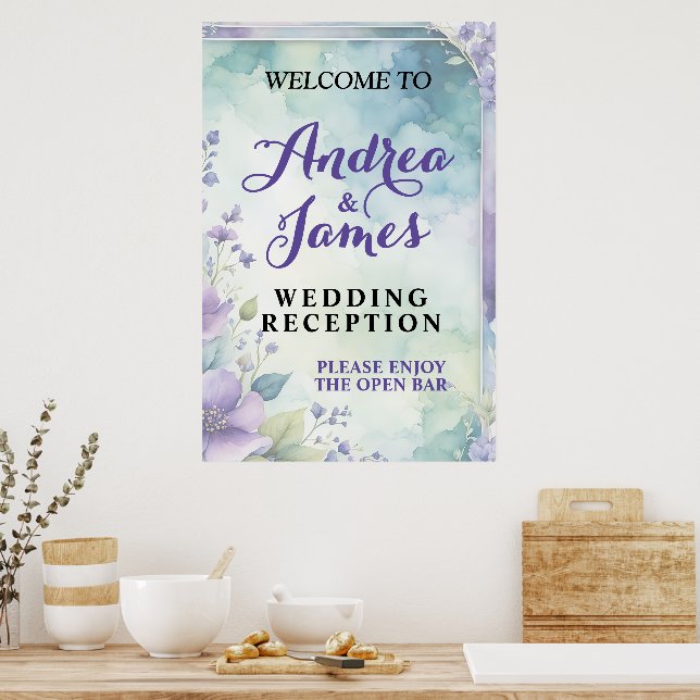 Elegant Pastel Lavender and Sea Green Wedding Poster (Küche)