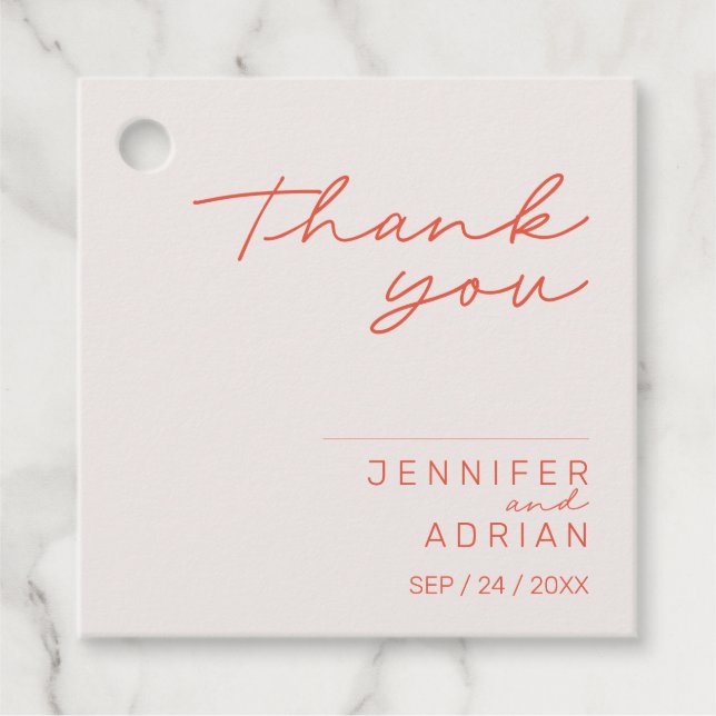 Elegant Pastel Minimal Vielen Dank für Ihre Hochze Geschenkanhänger (Vorderseite)