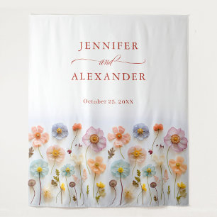 Elegant Pastel Pink Boho Wildblume Wedding Wandteppich