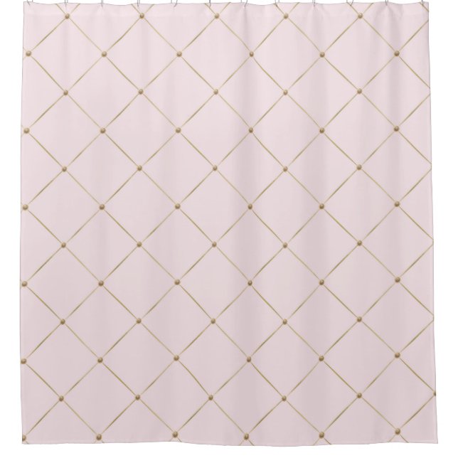 ELEGANT PASTEL PINK GOLD CRISSCROSS SHOWER CURTAIN DUSCHVORHANG (Vorderseite)