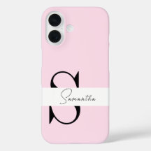 Elegant Pastel Pink Monogram iPhone Case