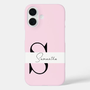 Elegant Pastel Pink Monogram iPhone Case