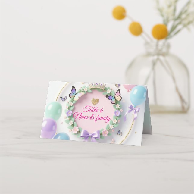 Elegant Pastel Quinceañera Place Cards Platzkarte (Vorderseite)