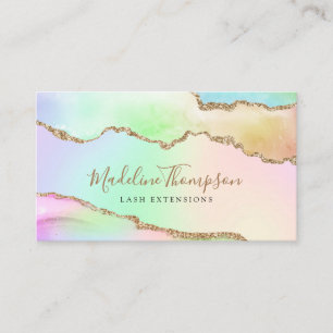 Elegant Pastel Rainbow Marble Agate Geode Visitenkarte
