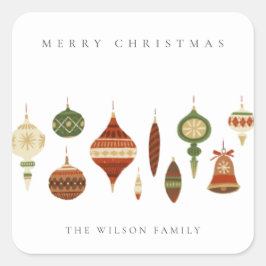 ELEGANT PASTEL RED GREEN STAR STAR SITZUNGEN ORNAM QUADRATISCHER AUFKLEBER