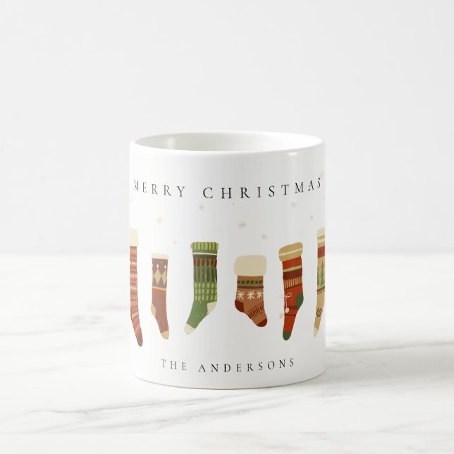 ELEGANT PASTEL RED GREEN STAR STRUMPFS KAFFEETASSE (Mittel)