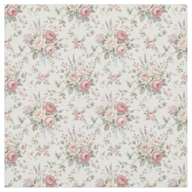 Elegant Pastel Roses Shabby Chic Stoff (Nahaufnahme)