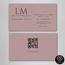 Elegant Pastel Taupe Pink QR Code Business Card Visitenkarte