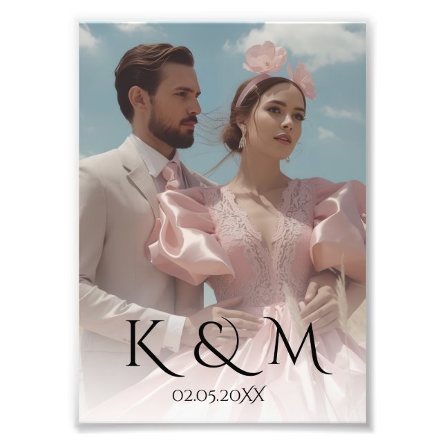 Elegant Pastel Vintage picture Wedding  Fotodruck (Vorne)