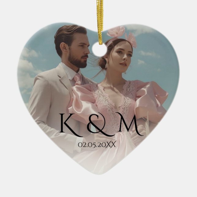 Elegant Pastel Vintage picture Wedding  Keramik Ornament (Vorne)