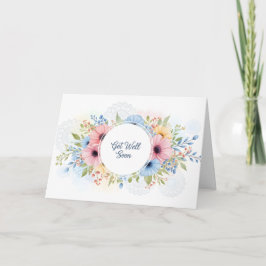 Elegant Pastel Watercolor Floral "Get Well Soon"  Karte