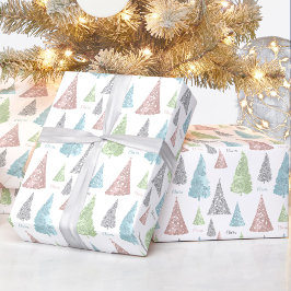 Elegant Pastel Weihnachtsbaum Name Geschenkpapier