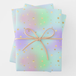 Elegant Pastels Gold Glitter Geschenkpapier Set