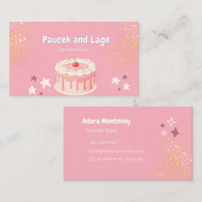 Elegant Pastry Chef Business Card – Custom Contact Visitenkarte (Vorne/Hinten)