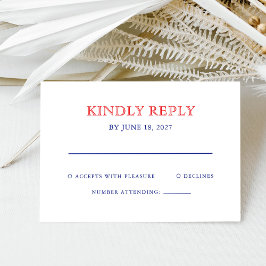 Elegant Patriotic 4th of July Wedding RSVP Karte