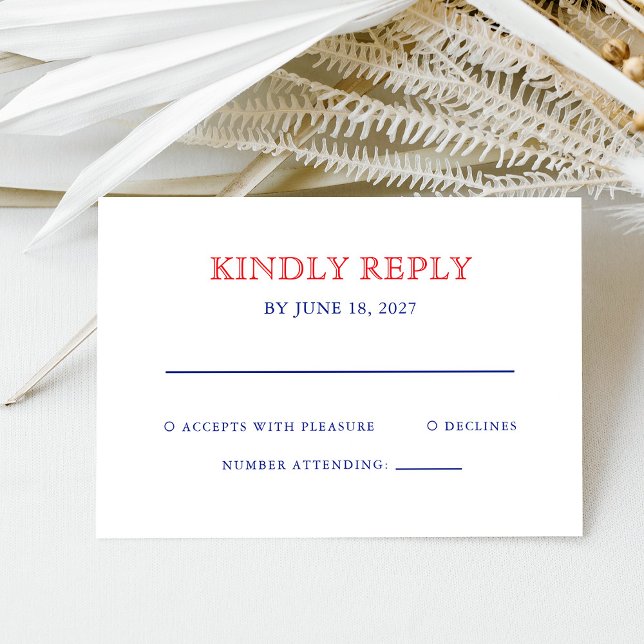Elegant Patriotic 4th of July Wedding RSVP Karte (Von Creator hochgeladen)