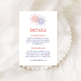 Elegant Patriotic Fireworks Wedding Guest Details Begleitkarte