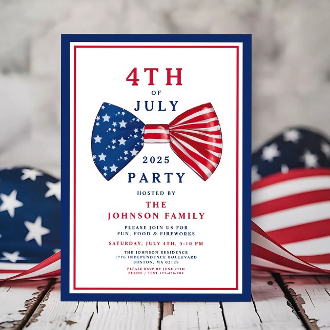 Elegant Patriotic Red White Blue 4. Juli Einladung (Elegant Patriotic Red White Blue 4th Of July Invitation)