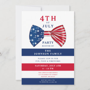 Elegant Patriotic Red White Blue 4. Juli Party Einladung
