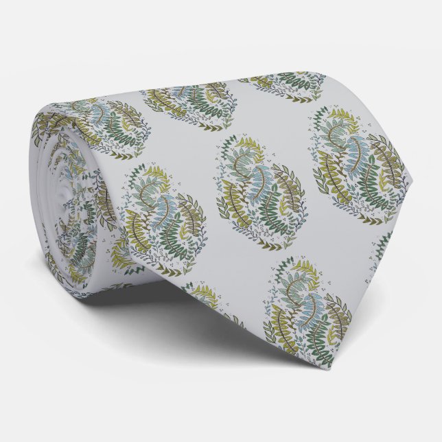 Elegant Patterned Green Colorway Tie Krawatte (Gerollt)