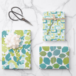 Elegant Patterns Aqua Teal Blue Apple Green Geschenkpapier Set