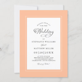 Elegant Peach Chic Modern Calligraphy Wedding Einladung